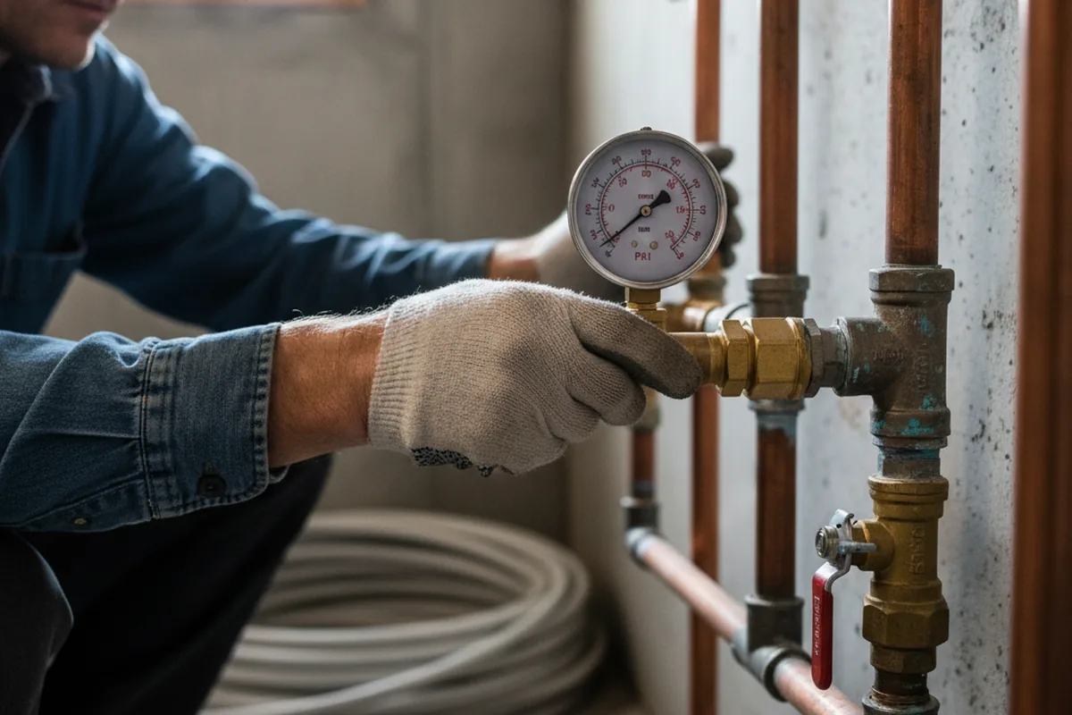 Pressure testing a repaired line during Water Line Repair in Mount Saint Joseph